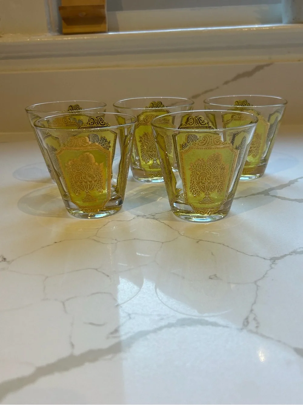Vintage Culver 22kt gold gilt lowball glass tumblers